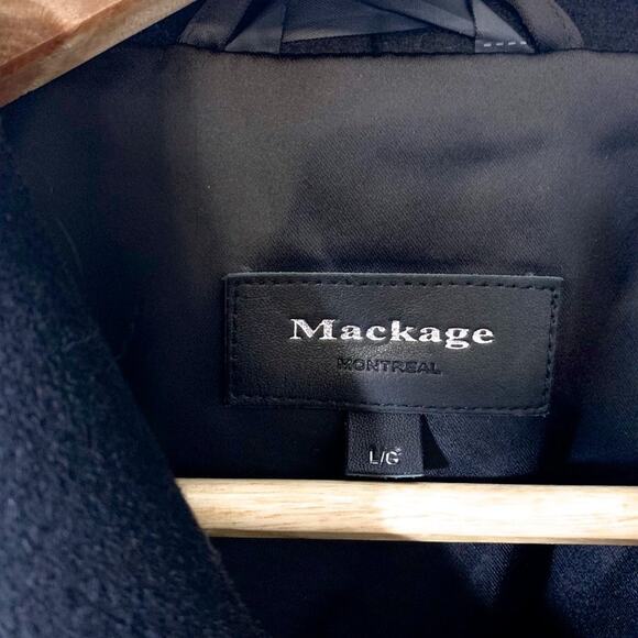 Mackage NEW Lana Cashmere Wool Double Breasted Cropped Coat Jacket Black Large - Picture 11 of 16